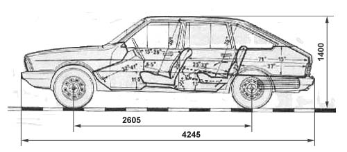 Рентген автомобиля Simca-1307 (20K, ч/б рис)